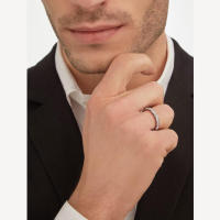 ВVLGΑRΙ ™ SERPENTI VIPER RING Personaliza el conjunto de alianzas de boda de oro blanco de 18 quilates Serpenti Viper con diamantes pavé completos - details 6