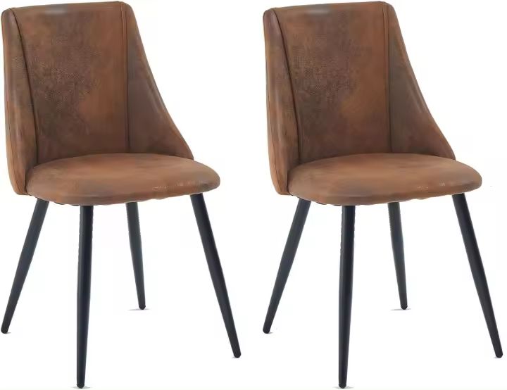 Juego de 2 Sillas de Comedor Vintage Sillón Tapizado en Gamuza con Patas Metálicas para Cocina Salón - 1