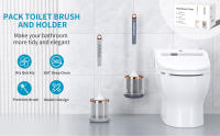 Aokala-Juego de escobillas de silicona para inodoro, cepillo y soporte con pinzas, mango largo para limpieza profunda de baño - details 0