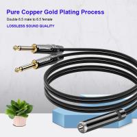 Conector de cable de extensión de audio de 6.5 mm hembra a 2x6.5 mm macho, cable de 1/4 de pulgada para amplificador, micrófono, mezclador, conexión de guitarra y bajo - details 5