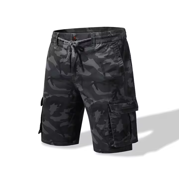 Pantalones cortos informales de algodón 2024 para hombre, Shorts holgados de cintura elástica con múltiples bolsillos, a la moda, novedad de verano 100% - 1