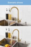 Grifo dorado de acero inoxidable, lavabo facial, grifo mixto de cocina fría y caliente - details 0