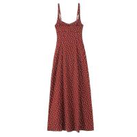 Vestido casual 2025 con estampado de lunares rojos y tirantes con abertura, falda larga, novedad de verano, ropa de mujer. - details 2