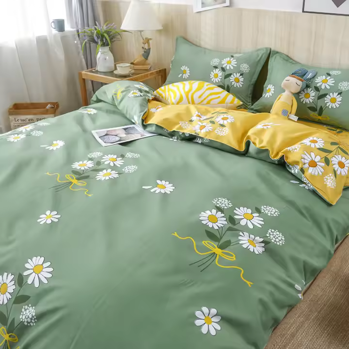 Juego de 3 uds. De sábanas planas dobles individuales nórdicas, funda de edredón, funda de almohada de microfibra suave, ropa de cama tamaño Queen - 1