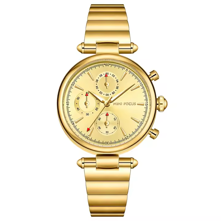 Reloj de cuarzo a la moda para mujer, reloj multifunción de acero inoxidable resistente al agua, elegante, informal, regalo de lujo para ella - 1