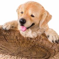 Estatua de Perro de Jardín Miniaturas de Cachorros Resina para Alimentación y Baño de Pájaros Decoración de Escultura Animal para Jardín Casa Patio Adorno de Regalo Novedoso - details 2