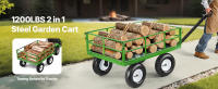 SucceBuy Carro de jardín de acero, carro resistente con neumáticos todo terreno, laterales de malla extraíbles y 180 °   Manija giratoria - details 0