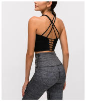 SHINBENE Sexy Strappy Wireless Sports Bra Crop Tops Women Padded Push Up Longline Gym Yoga Bras Cotton Feel Workout Brassiere - details 30