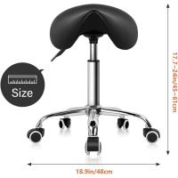 Ruedas Silla Trabajo Altura Ajustable Giratorio Taburete de Oficina con Asiento de Silla de Montar Negro - details 2