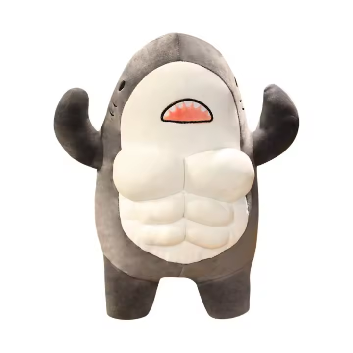 Muñeco De Peluche Tiburón Musculoso De 40CM Juguete De Peluche De Dibujos Animados Para Niños Y Niñas Regalo Para Novio O Amigo Material Coton PP Relleno Regalo Para Adultos - 1