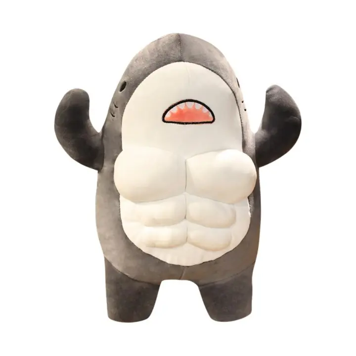 Muñeco De Peluche Tiburón Musculoso De 40CM Juguete De Peluche De Dibujos Animados Para Niños Y Niñas Regalo Para Novio O Amigo Material Coton PP Relleno Regalo Para Adultos - 1