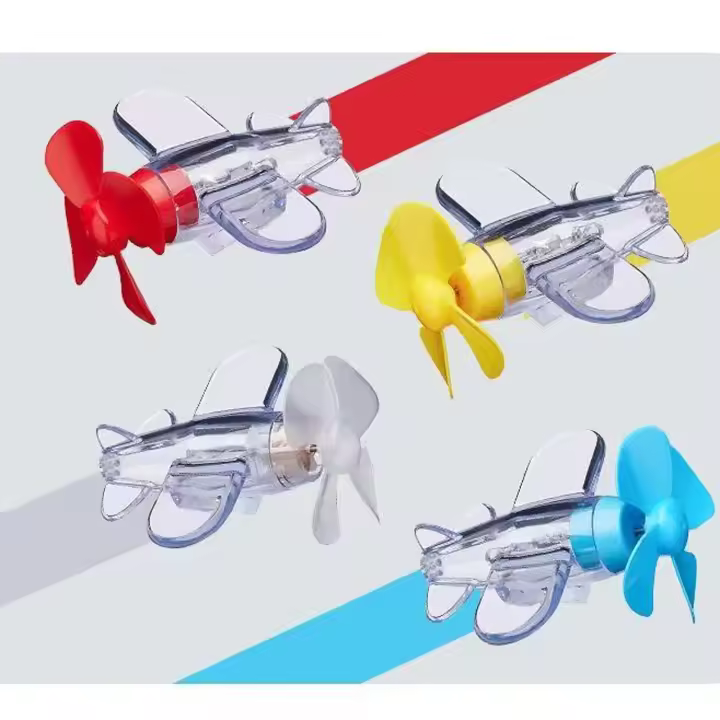 Hélice de avión con luz LED impulsada por el viento de 2 piezas, mini hélice de avión impulsada por el viento, decoración del manillar, luz LED para motocicletas, bicicletas, color aleatorio - 1