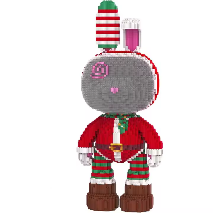 Serie de conejos de Navidad, Micro Mini bloques, animales, bloques de construcción, juguetes de construcción, regalos para niños y adultos - 1