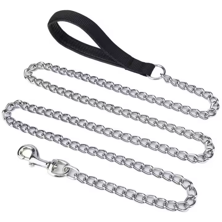 Correa para perros medianos y grandes, metal duradero con mango acolchado suave, cadena a prueba de mordeduras para Pitbull - 1