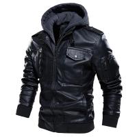 Chaqueta de Cuero con Capucha Vintage Gruesa para Invierno Estilo Bombéa Club para Hombres - details 1