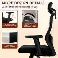 Escritorio, Silla Ergonómica con Reposacabezas, Reposabrazos, Función 90 ° -130 °   Respaldo Bloqueable, Ajuste de Altura, Silla Oficina Capacidad de Peso 150KG - details 4