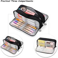 Estuche Escolar Con 3 Compartimentos, Estuche Escolar De gran Capacidad, Estuche De lápices Organizador Para Maquillaje - details 1