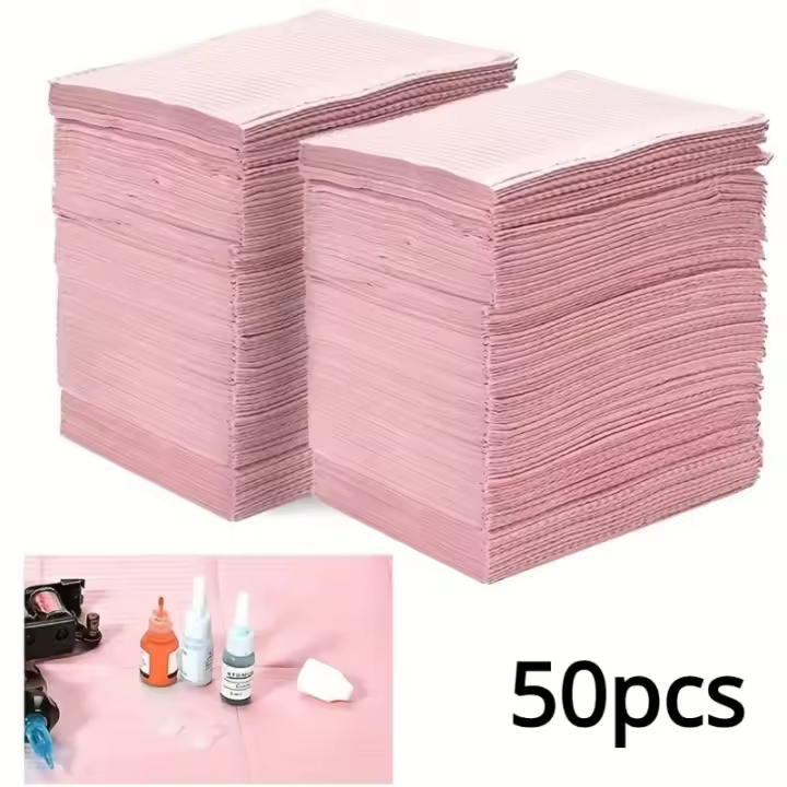 Mantel de limpieza desechable para arte de uñas, almohadilla de babero plegable impermeable, resistente a las manchas, 50 piezas - 1