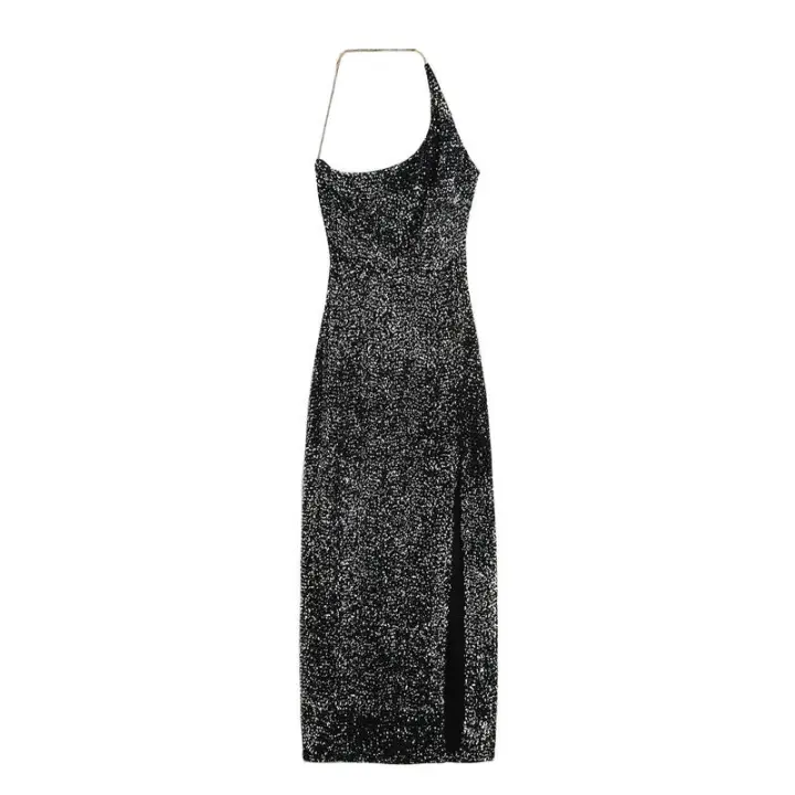 Chic ss para mujer moda Otoño-Invierno estilo asimétrico con lentejuelas sin mangas - 1