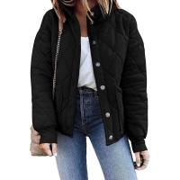 Chaqueta acolchada de manga larga para mujer, abrigo informal de primavera y otoño, Cuello de pie, con bolsillos - details 4