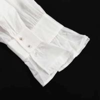 Bornladies-Camiseta de manga larga para mujer, Top de campaña versátil de Color sólido con cuello holgado a la moda para oficina, otoño - details 19