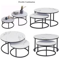Conjunto de Mesa de Centro Redondo de Madera Tables de Café y Té-Claro - details 45