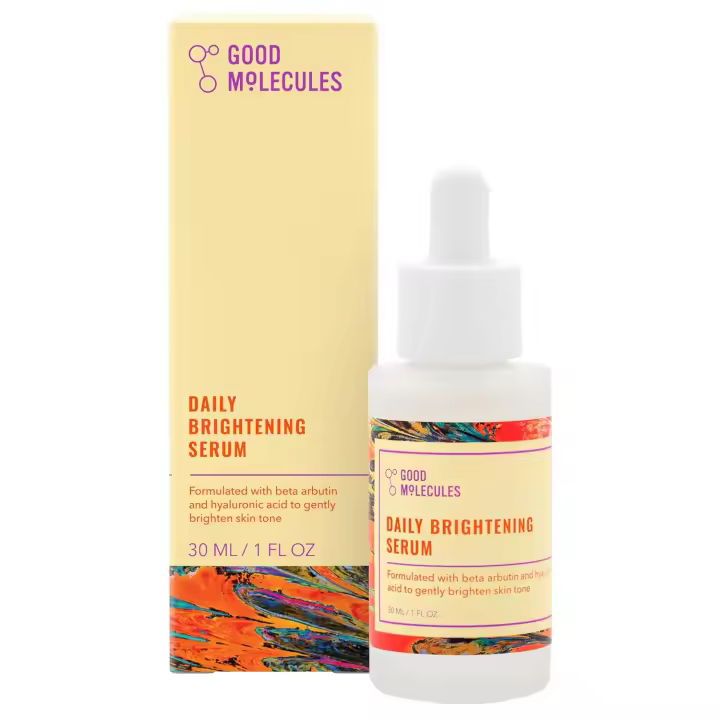 Good Molecules Daily Brightening Serum - Suero facial hidratante con beta arbutina y ácido hialurónico para hidratar - Cuidado de la piel antienvejecimiento para la cara - 1