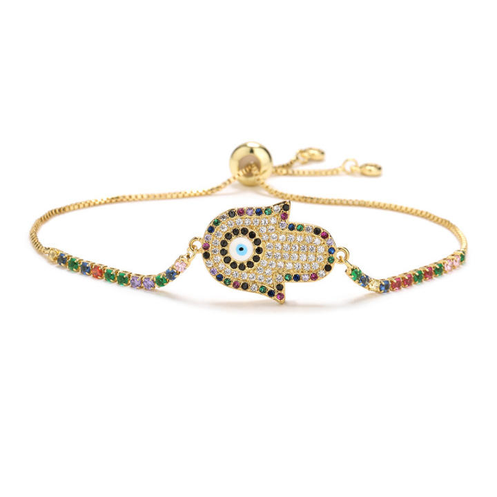 Pulsera de Amuleto de Ojo Malo de Zirconia Cúbica Plateada Encanto de la Suerte para Mujeres
