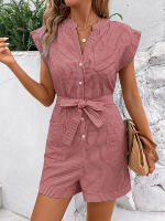 Mono de verano a rayas para mujer, mono de manga corta, pantalones cortos - details 22