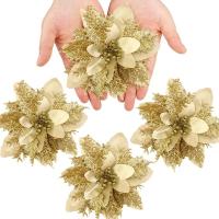 Flores Navideñas Brillantes 5Pcs Decoración de Árbol de Navidad para Hogar Regalos de Noel 2024 - details 4