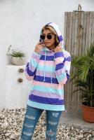 Nuevo en sudaderas con capucha de rayas de colores, sudaderas gruesas con capucha para mujer, Top informal holgado de manga larga para mujer - details 9