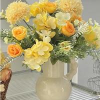 Ramo de rosas simuladas con bola bordada, ramo de mano de 44CM, bola de rosas artificiales, accesorios de fotografía para salón de bodas, decoración del hogar - details 4