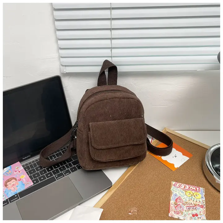 Mochilas de Corduroy Estilo Coreano Nuevas Pendientes para Mujeres Bolsas Casuales de Escuela - 1