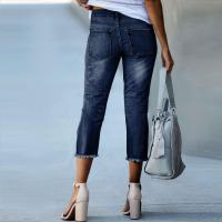 Vaqueros de siete cuartos ajustados elásticos a la moda lavados de verano para mujer - details 4