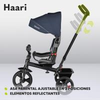 Haari Bicicleta 2 en 1 Menores hasta 25 kg 1,5-5 años Triciclo- Carrito Cesta espaciosa, Bolsa y portavasos Cinturones de 3 Puntos con Fundas Toldo Reposapiés Azul Oscuro - details 22