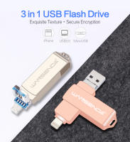 Disco de Memoria USB WANSENDA de Metal 256GB 128GB 64GB 3.0 para iPhone 14 Pro/13/12/11/XR. Pen Drive OTG con Interfaz Hardware Lightning Diseño de Rotación - details 1