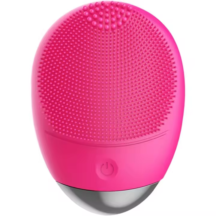 Cepillo limpiador facial eléctrico de silicona, cepillo de limpieza facial ultrasónico vibratorio, impermeable, herramienta de masaje facial para exfoliar maquillaje y eliminar puntos negros - 1