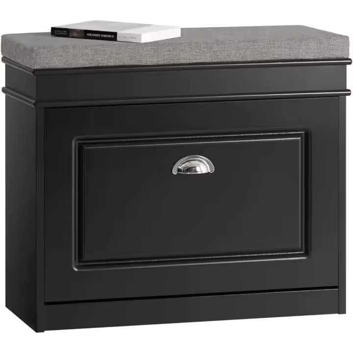 Banco Zapatero con Asiento Organizador de Zapatos Negro para Salón Ancho de 61cm, Profundidad de 24cm, Altura de 51cm - 1