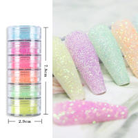 Juego de polvo de flocado de 6 colores, polvo de azúcar brillante, pigmento de cromo para decoración de uñas - details 1