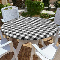 Mantel de Mesa de Vinilo Elástico Impermeable Cubierta Redonda para Comedor - details 6