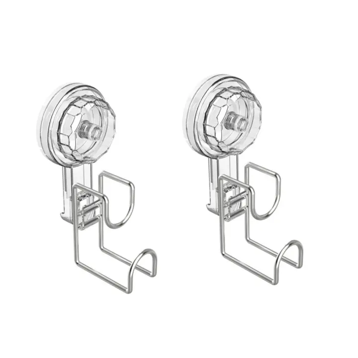 Estante de almacenamiento para lavabo de acero inoxidable, ganchos de ventosa transparentes sin perforaciones, gancho para lavabo de bañera montado en la pared impermeable, 2 uds. - 1