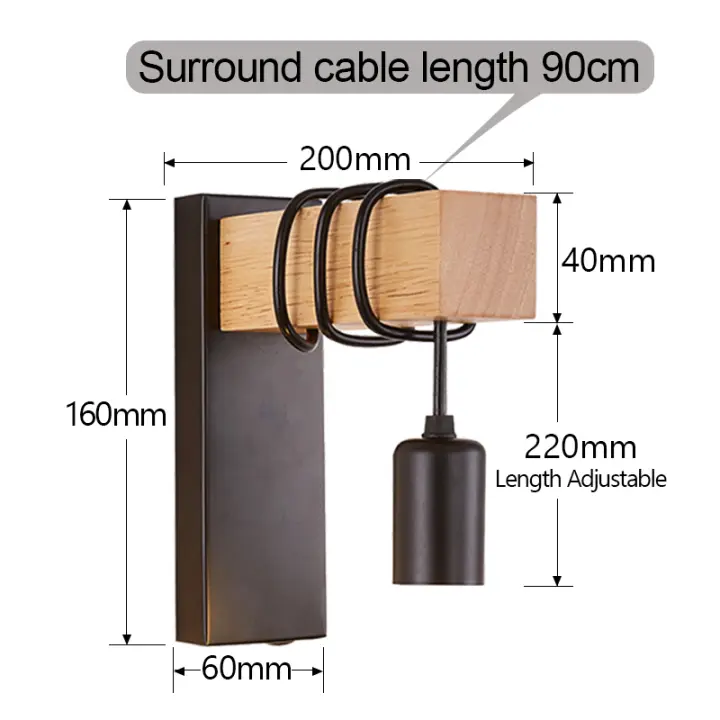 Lámpara de Pared Retro Vintage de Madera PARKSON Iluminación Interior E27 para Sala de Estar y Dormitorio Material de Luz de Madera Lacada Equipo de Iluminación Interior - 1