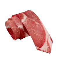 Corbata con diseño de estilo de carne de 8cm, corbata ajustable estrecha con estampado de comida caliente, corbata interesante atada a mano con estampado de comida de carne, camisa para hombre - details 4