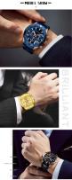 Reloj de cuarzo de negocios de oro de lujo para hombre, reloj de pulsera de acero inoxidable multifunción resistente al agua, regalo del Día del Padre para papá - details 10