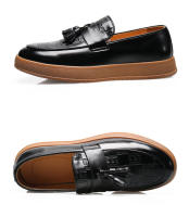 Zapatos casuales para hombres tendencia que aumenta los zapatos de cuero de cabeza redonda mocasines transpirables británicos - details 12