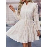 Vestido de manga larga para mujer con cuello alto, moda coreana, color sólido, 2025 - details 12