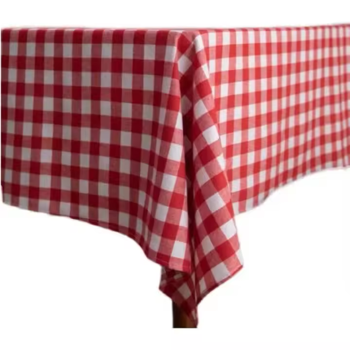 Mantel redondo a cuadros para Picnic, cocina, comedor, vacaciones, cumpleaños, fiesta de Navidad, color rojo y blanco, 1 unidad - 1