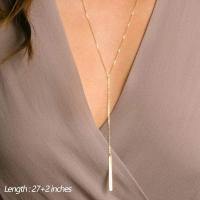 Delicado collar de gargantilla en capas, hecho a mano, chapado en oro de 14 quilates, collar con colgante en Y, collar de disco de barra multicapa, gargantilla de capas ajustable para mujer - details 4