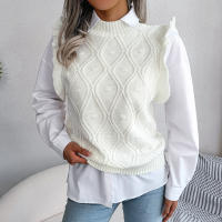Suéter de punto sin mangas con volantes para mujer, chaleco informal, Otoño e Invierno - details 9