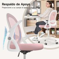 Silla de Escritorio Ergonómica con Malla Transpirable, Reposabrazos Abatibles, Silla para Ordenador de Altura Regulable, Silla Giratoria de 360 ° , Gris - details 10
